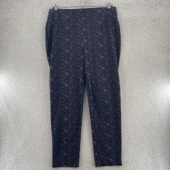 Chicos Pants Womens 3 US 16 Black Multi Floral Ponte Stretch Leggings Pull On - Picture 1 of 12